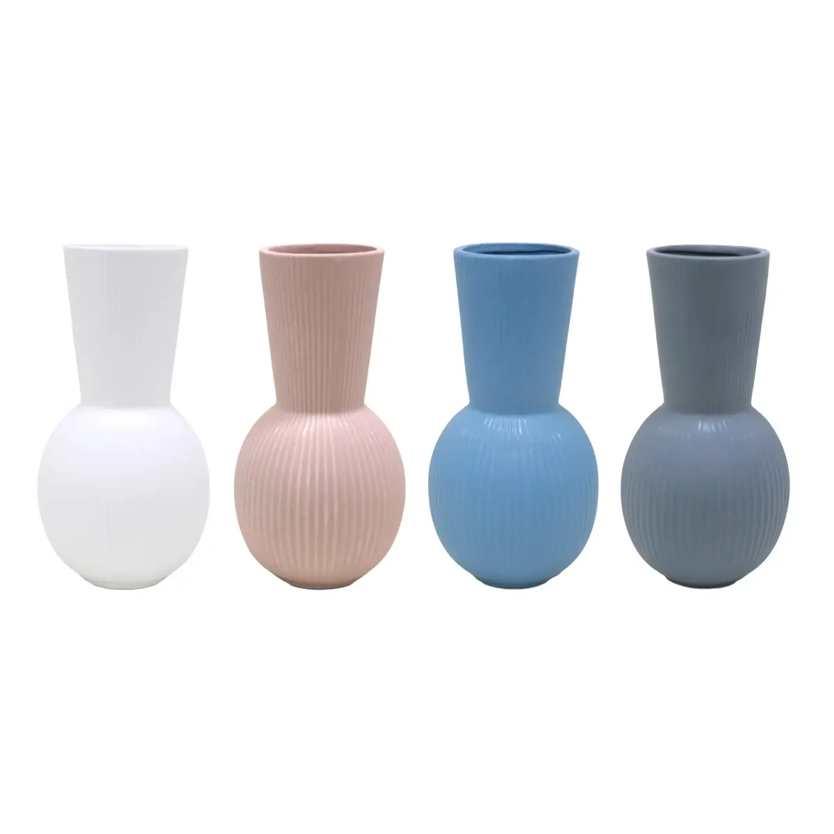 Modern Ribbed Porcelain Vase