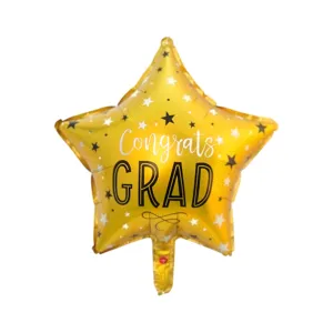 Festive Congrats Grad Star Foil Balloon 18-Inch for Graduation Celebrations