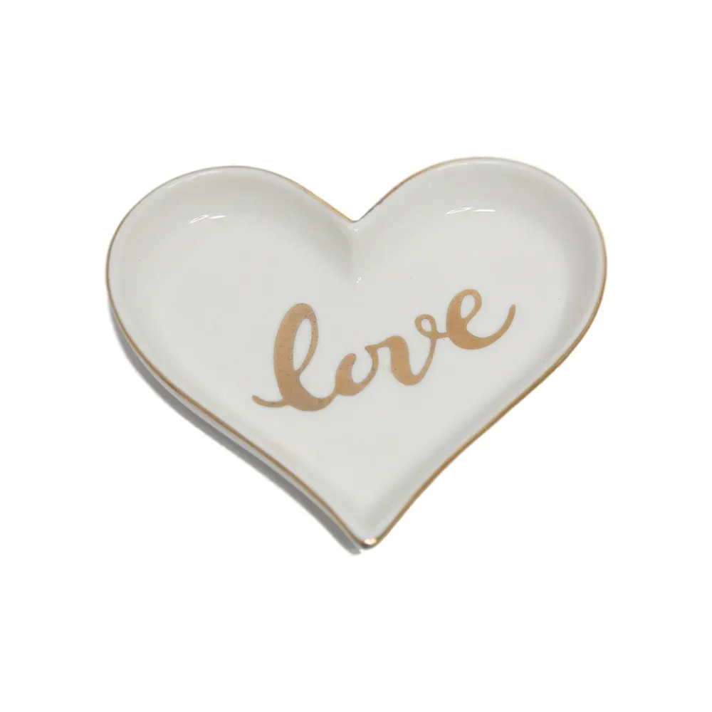 “Love” Heart Shape Gold Rimmed Plate