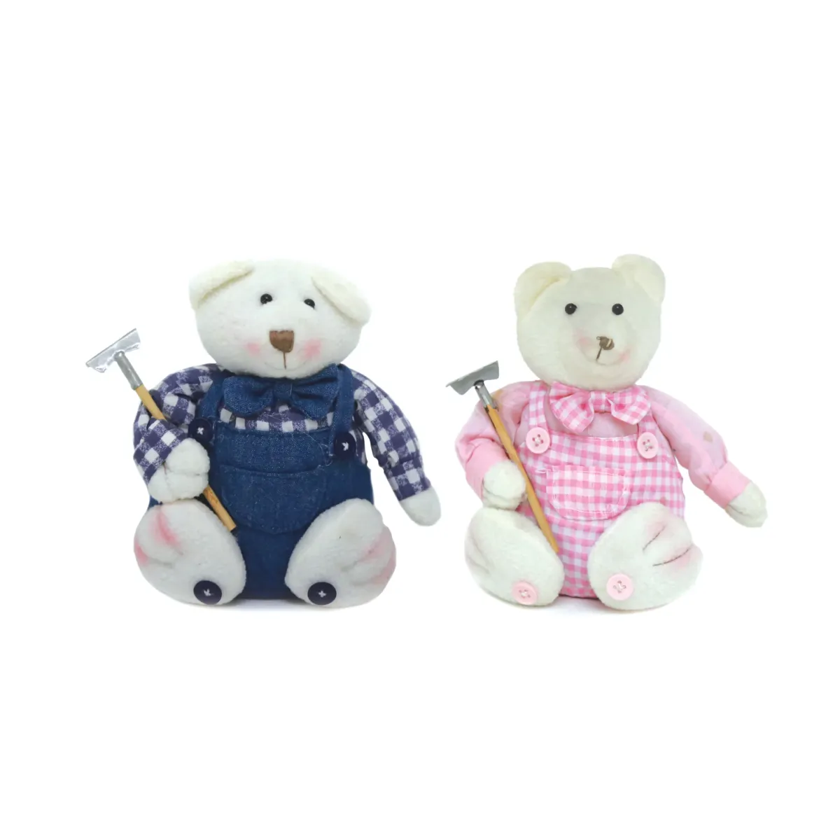 Rake Holding Sitting Bear Plush Toy