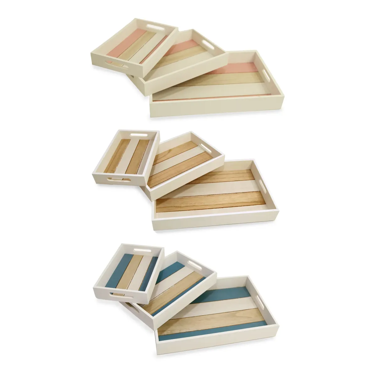 Rectangle Wooden Tray Set
