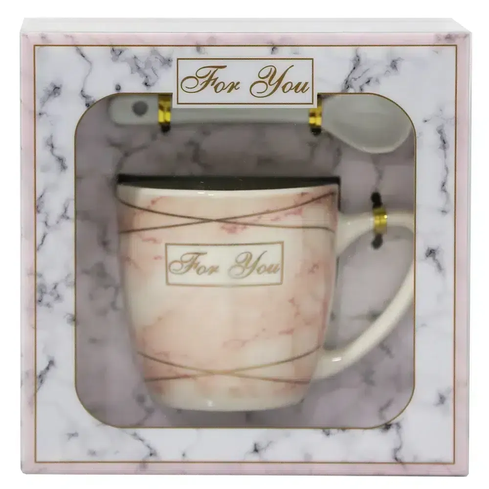 “For You” Mid Mug & Spoon Pink Set