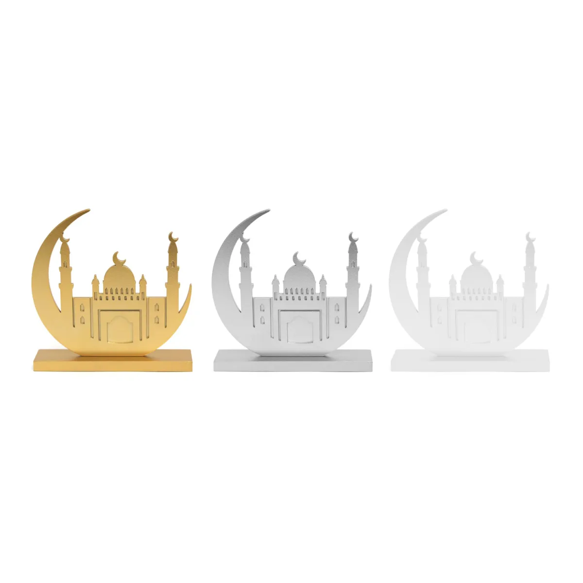 Rectangle Base Wooden Mosque in a Crescent Stand – Elegant Islamic Decoratives for Ramadan & Spiritual Home Accent