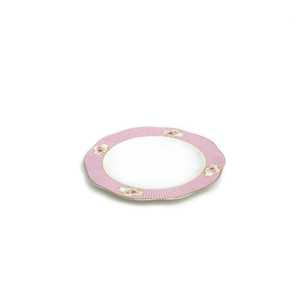 Striped Flower Round Plate – Charming Porcelain Tableware
