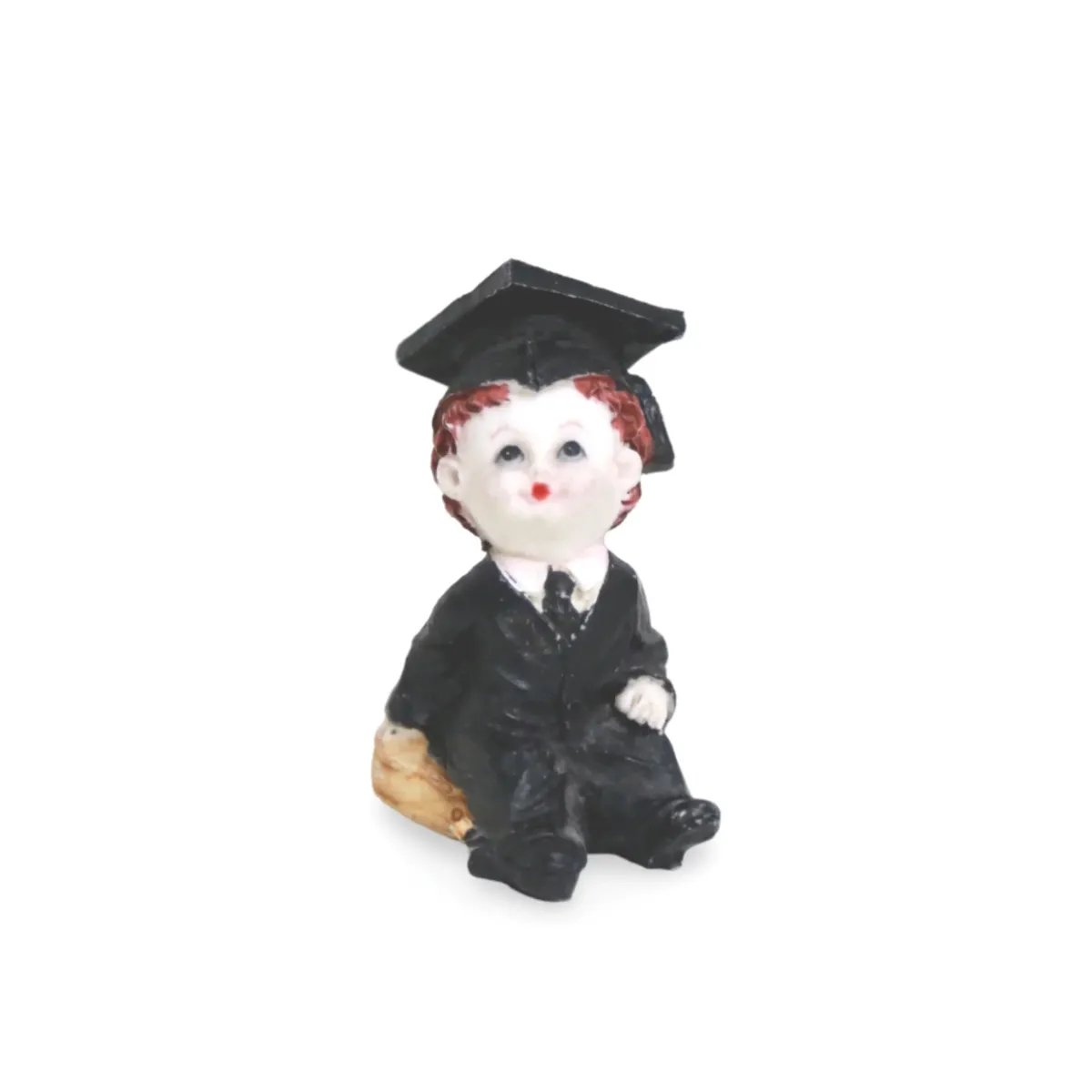 Sitting Graduated Boy Figure – 10″ Scholar Statue with Cap & Diploma, Charming Graduation Decor for Desk, Shelf or Party Centerpiece