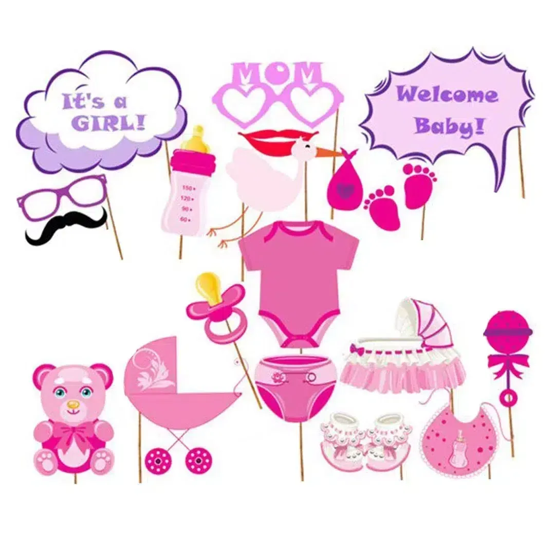 “Welcome Baby Girl” Props on Sticks – Celebrate Her Arrival with Joy!