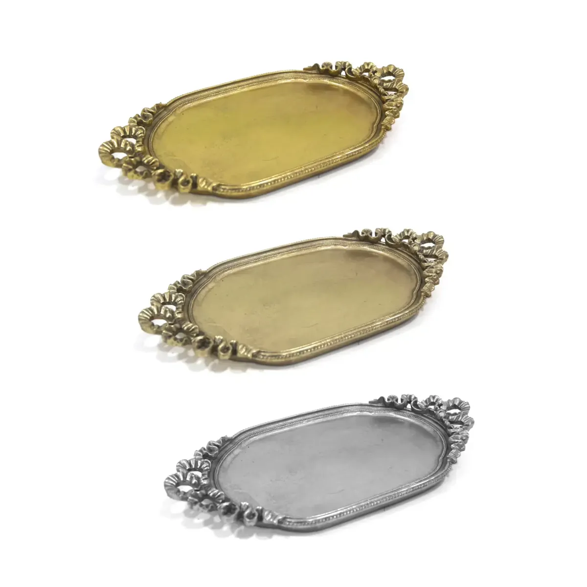 Antique Oval Bow Handles Polyresin Tray