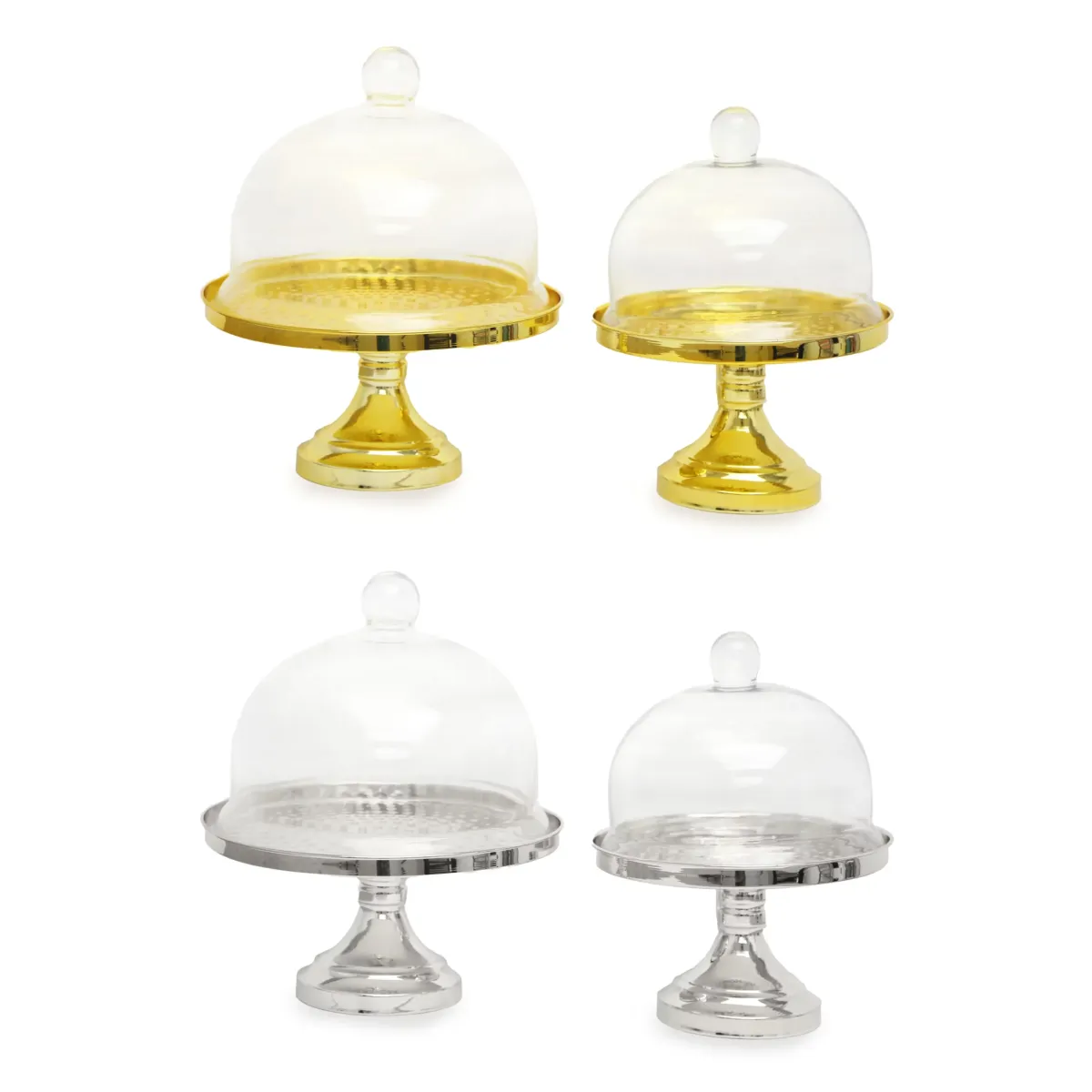 Glass Cover Hammered Cake Stand