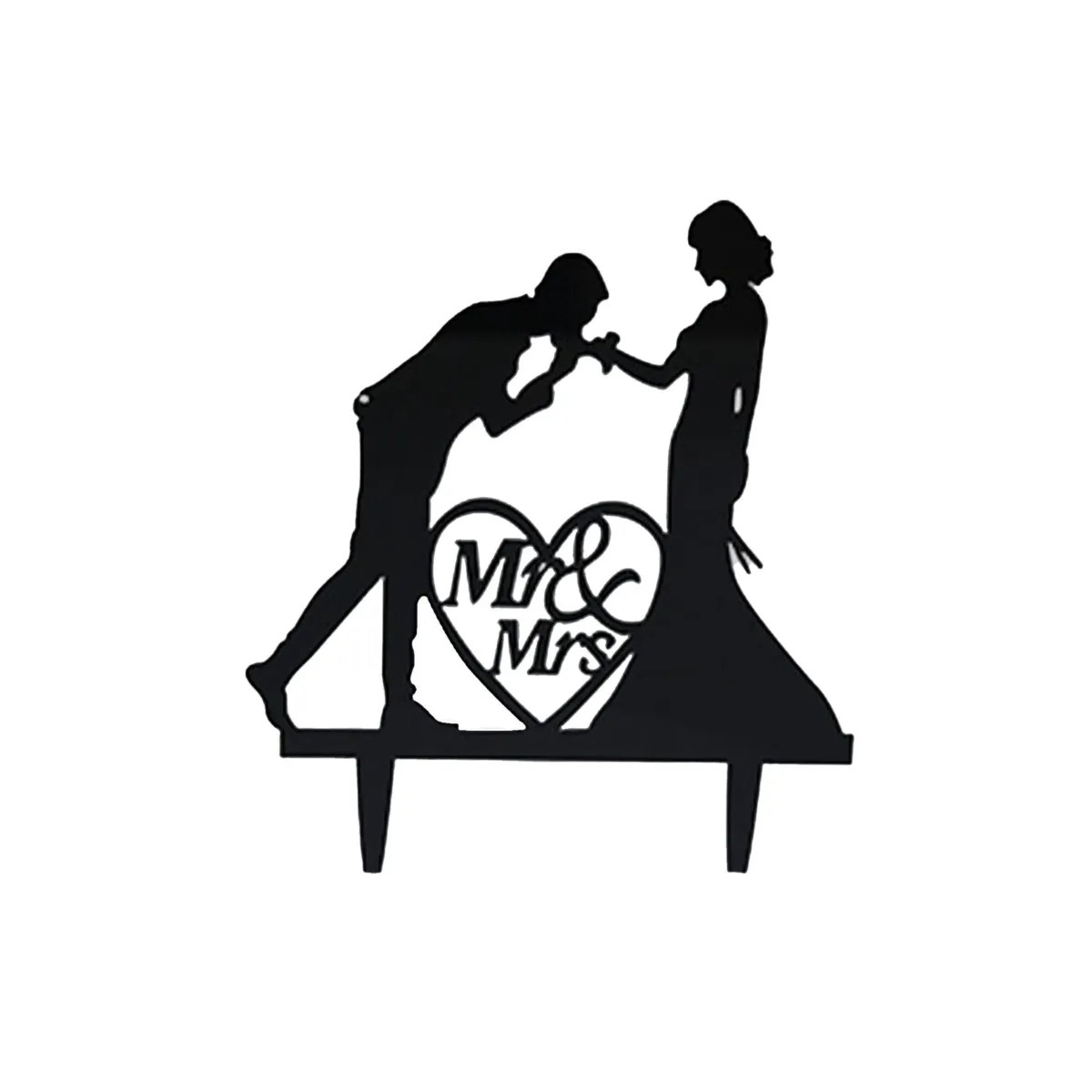 Black “Mr&Mrs” Hand Kissing Plexi Cake Topper – A Romantic Touch for Your Celebration!
