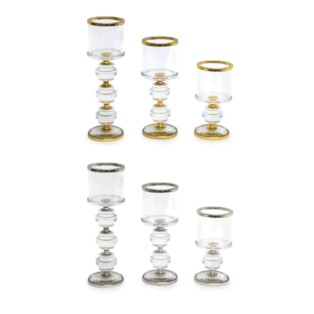 Trimmed Glass Nodes Candle Holder