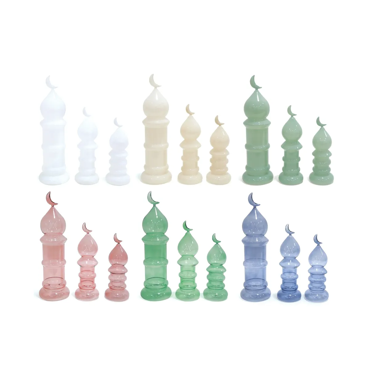 Pebbles Mosque Minaret Glass Decor – Islamic Decor Piece
