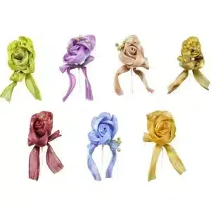 Lustered Pearl Organza Flower Motif 16cm 12 Piece Pack