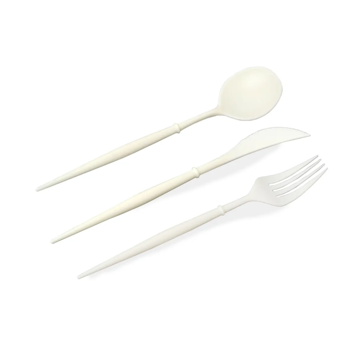 Ivory Plastic Cutlery Set – Dine with Elegant Convenience!
