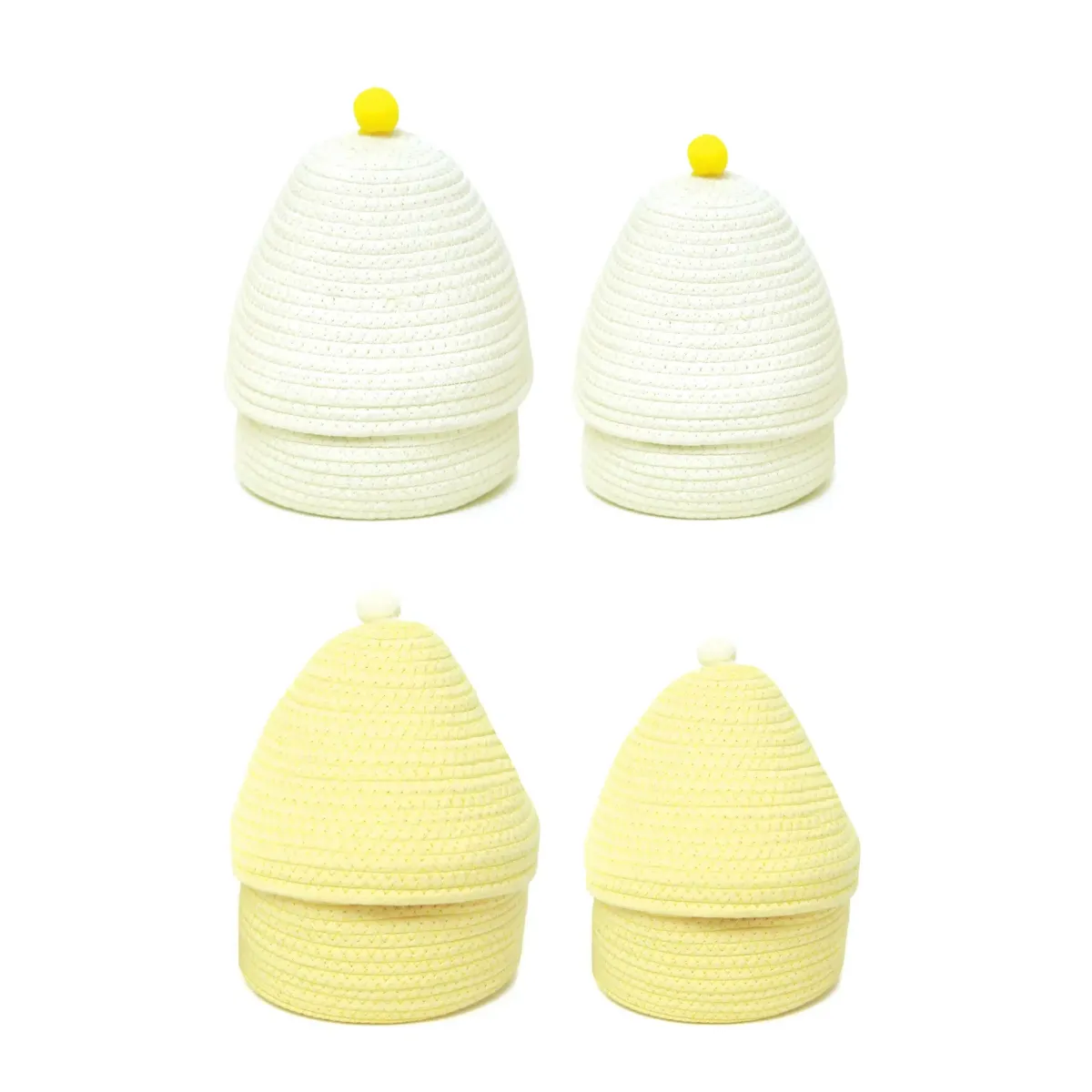 Cone Cover Woven Basket Set of 2 Storage Decor