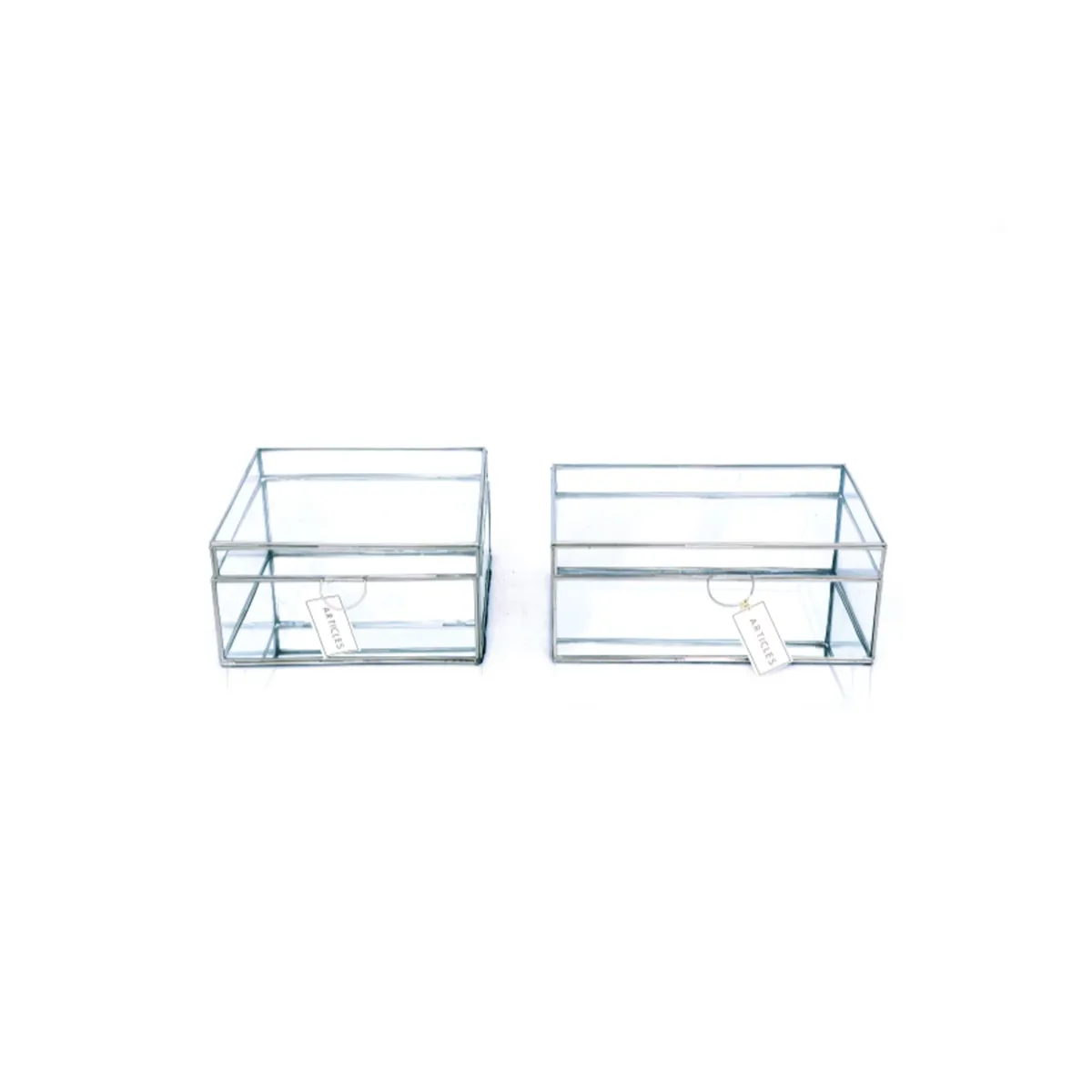 Mirror Base Metal Glass Jewelry Storage Box