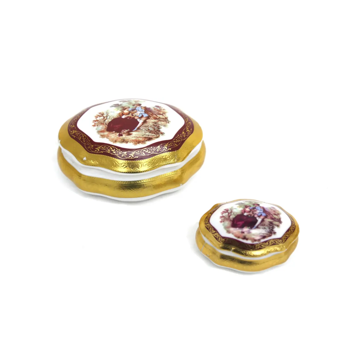 Golden Rim Oval Romeo & Juliet Limoges Glass Box