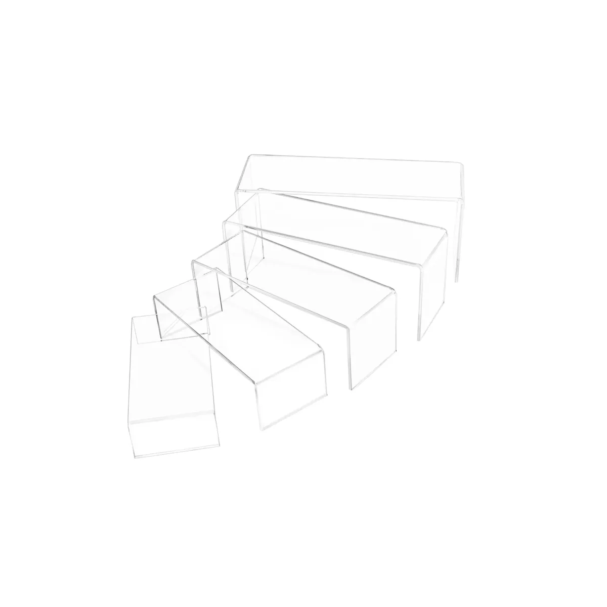 Plexi Show Stand Set of 5 Clear Display Stands
