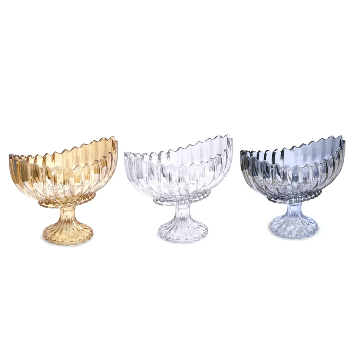 Glass Fruit Bowl W/Base