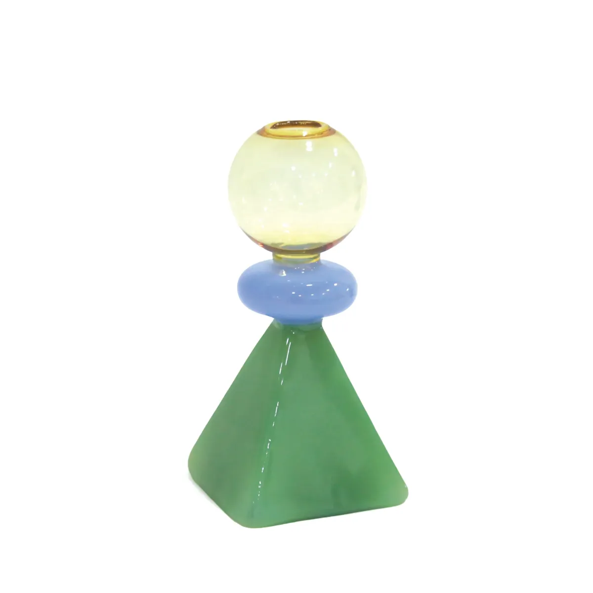 2 Pebble Glass Vase – Yellow Top Green Base Decor