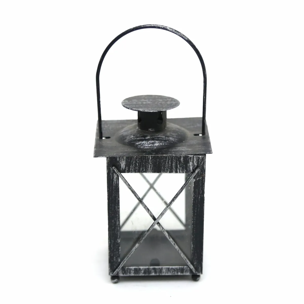 Ramadan Heritage: Antique Gold Metal & Glass Lantern for Timeless Decor