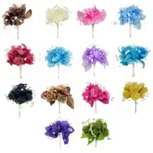 Organza Rose Cluster 10cm 12 Piece Pack