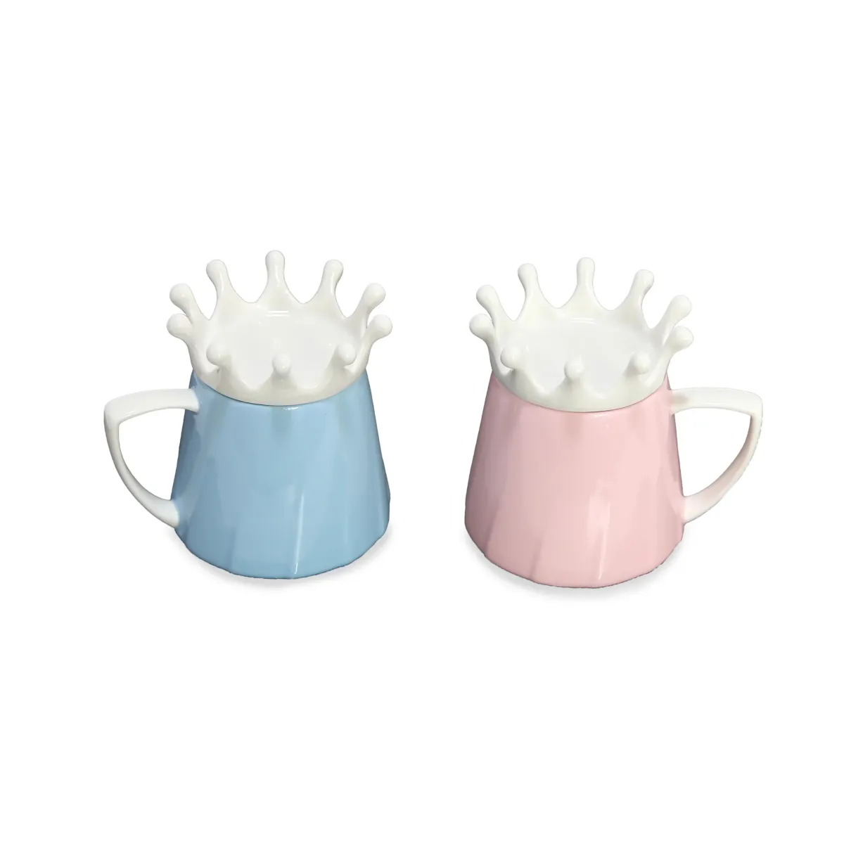 Ceramic Cup With White Crown Shape Cover