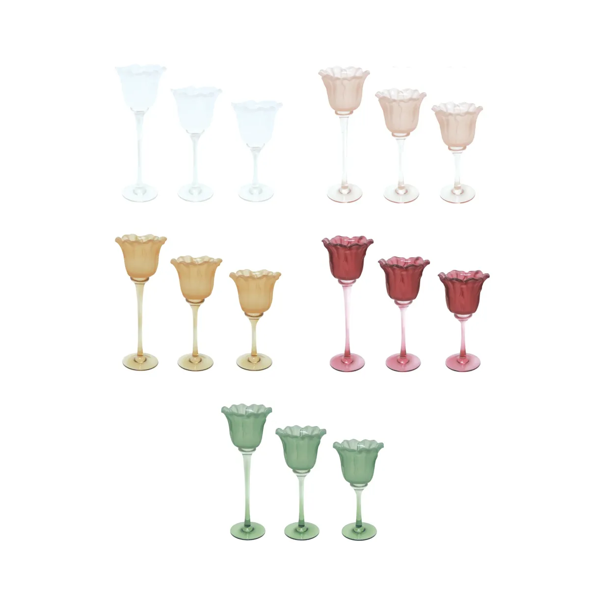 Wavy Flower Glass Candle Holder – Footed Decor