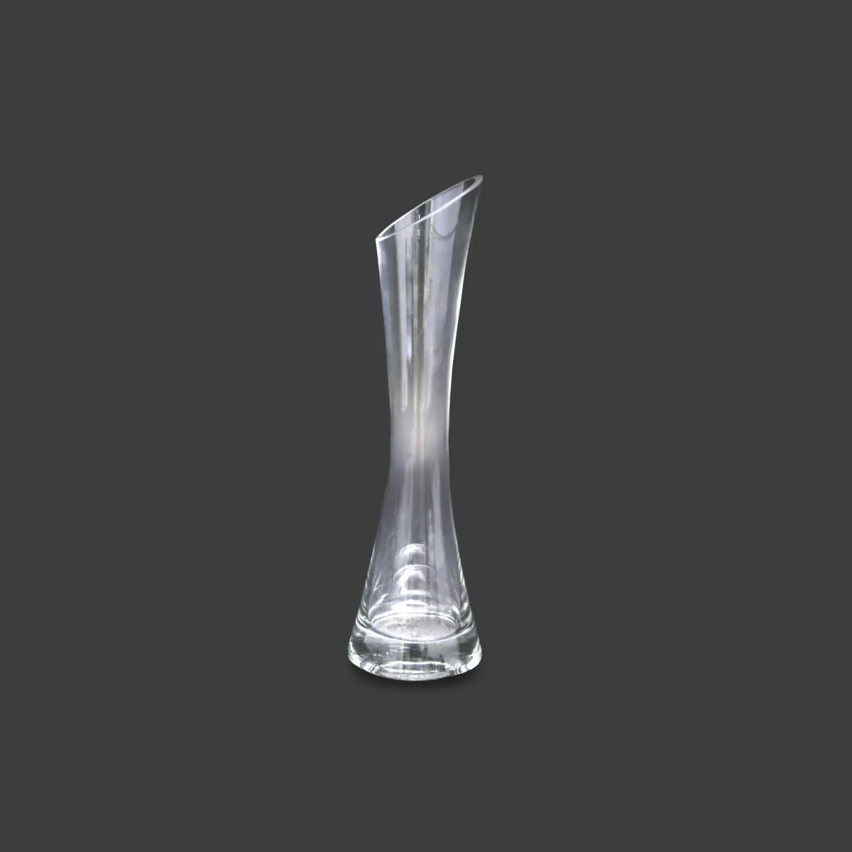 Transparent Wastey Declined Vase – Sleek Minimalist Glass Accent