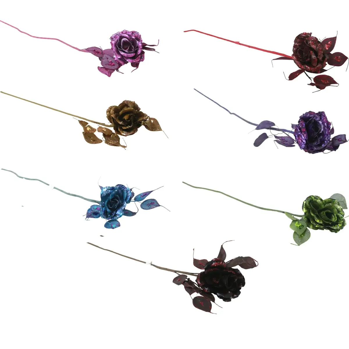 Glittery Artificial Roses Branch