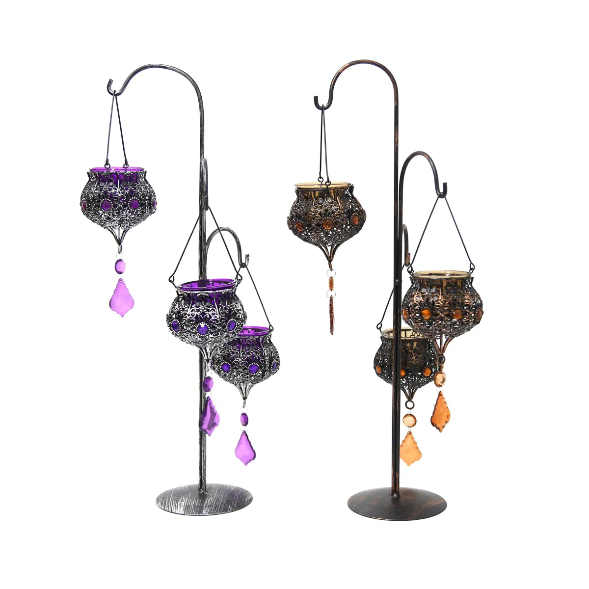 Radiant Ramadan Hanging 3-Bead Embroidered Bulb Lanterns