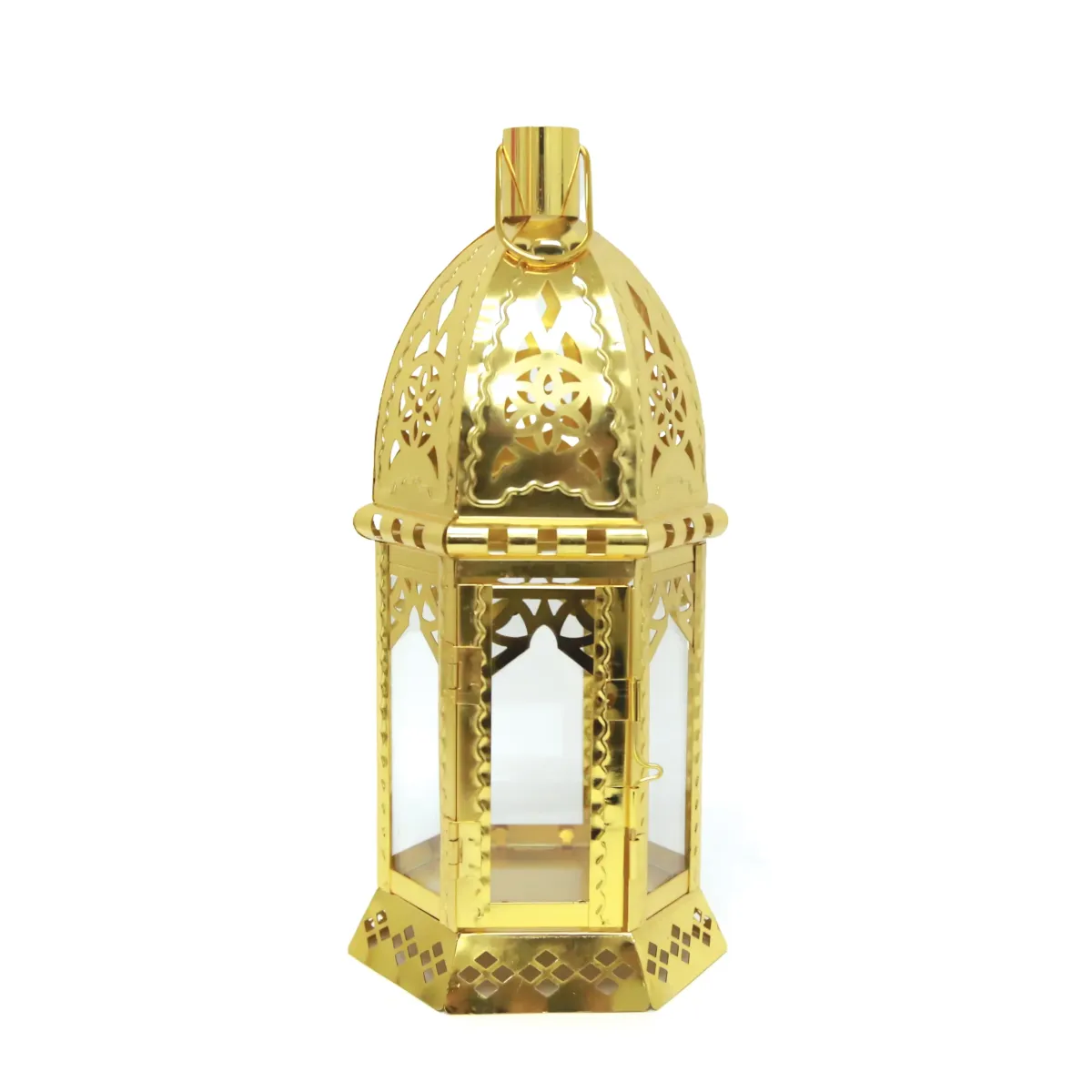 Gold Islamic Pattern Metal Lantern – Elegant Decor Light