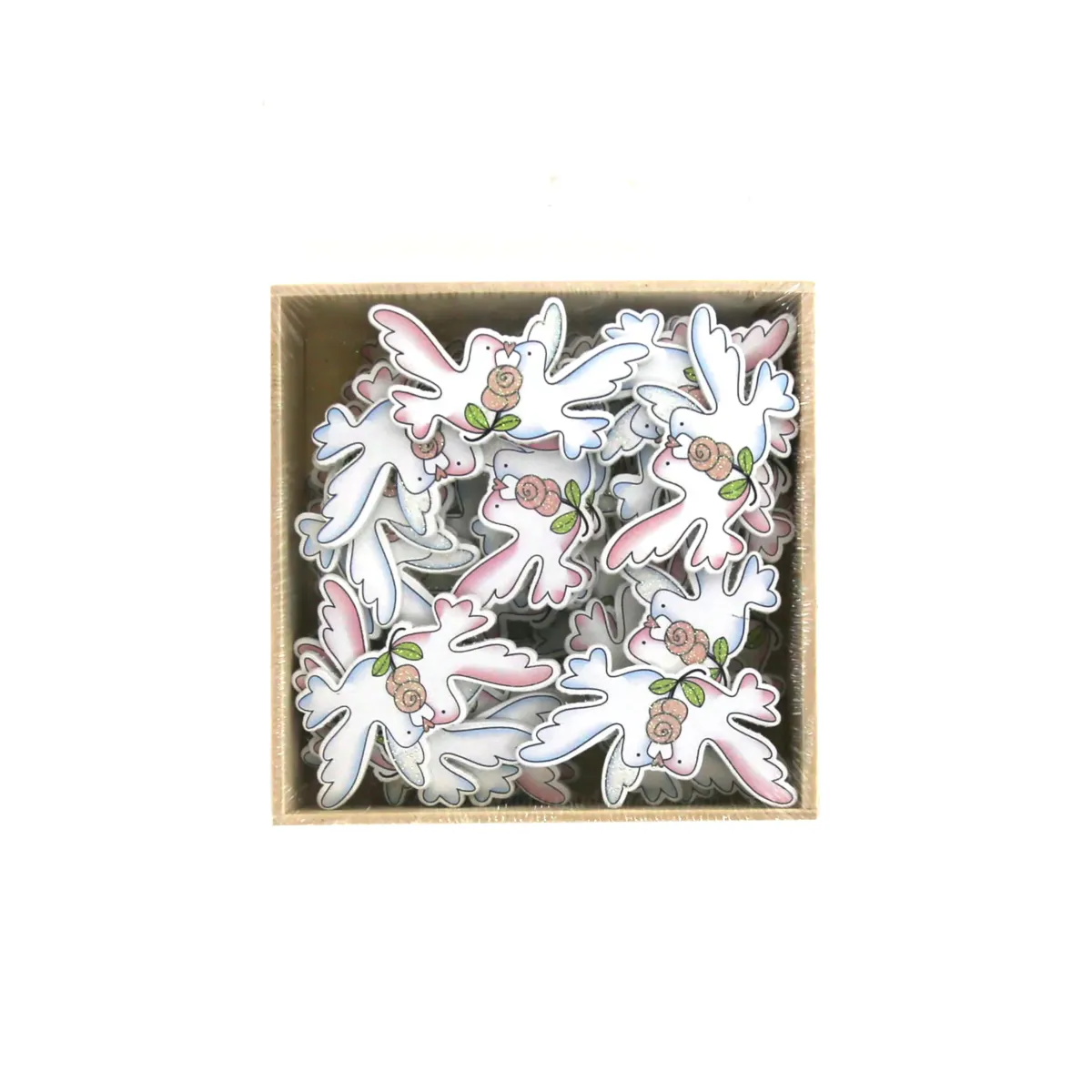 Blue & Pink Love Birds Wooden Motif