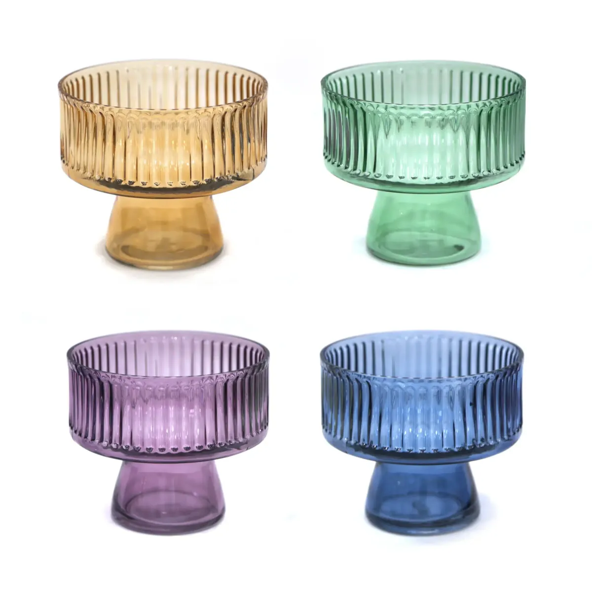 Ribbed Glass Bowl With Stand