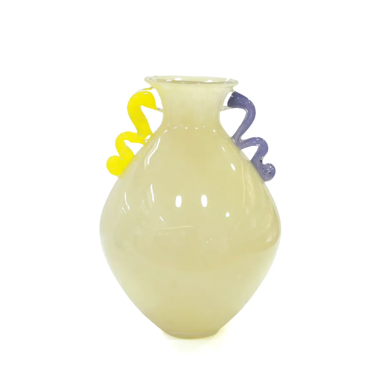 Shaped Colored Handle Yellow Glass Vase