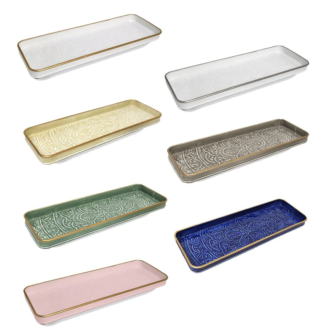 Elegant Enamel Metal Tray – Decorative Serving Dish