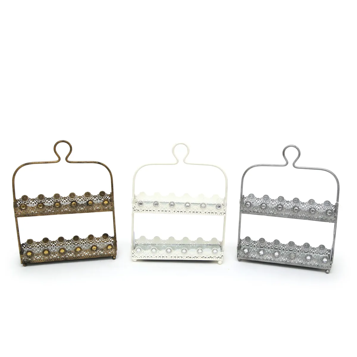 Elegant Ramadan Reflections: Beaded Two-Tier Mirror Tray