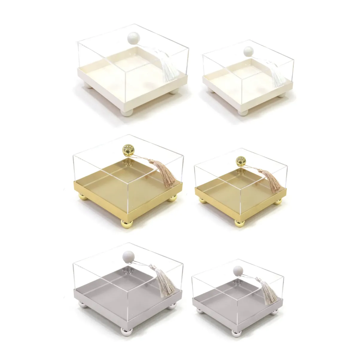 Square Metal Tray with Plexi Cover – Elegant Serving Tray
