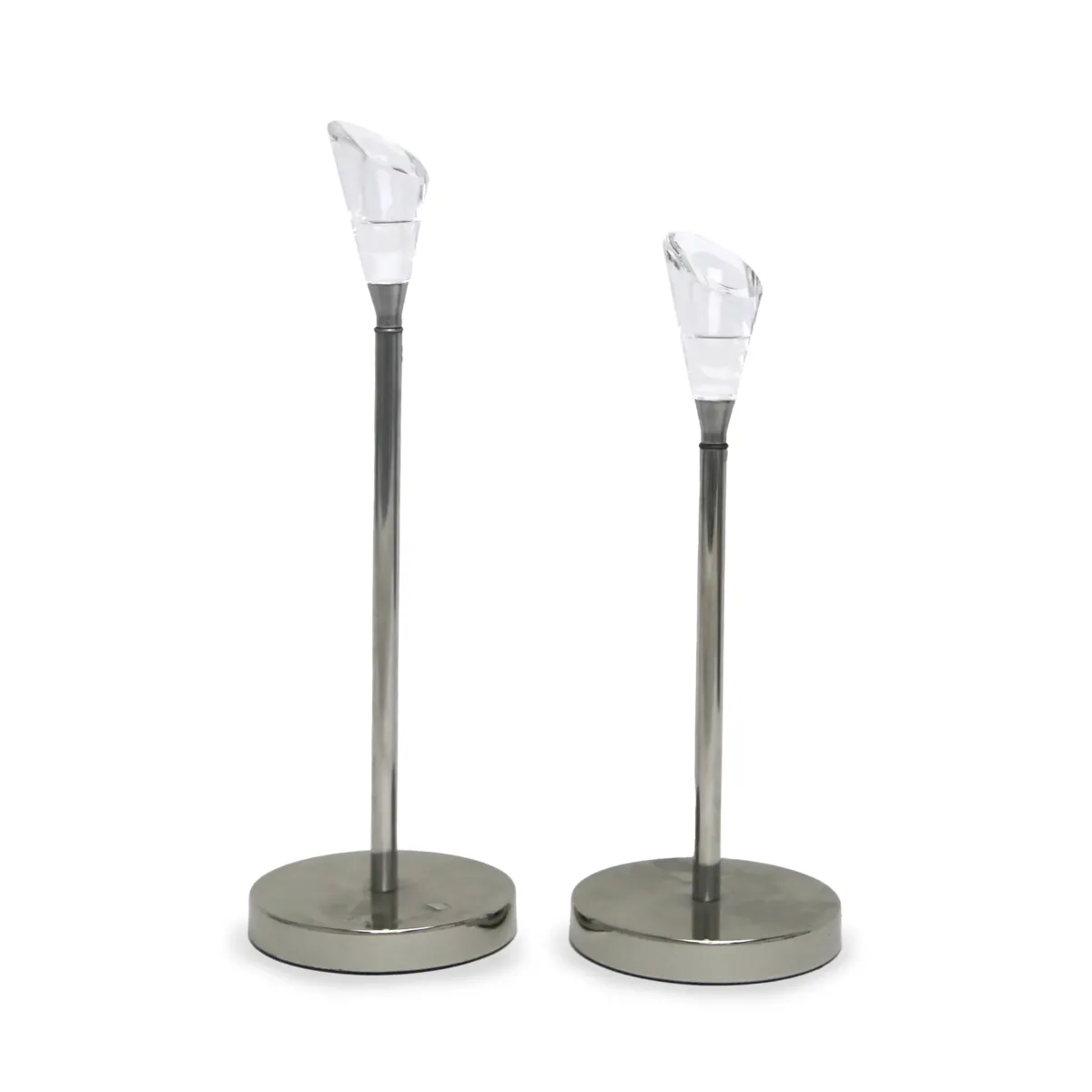Nickle Plated Metallic Crystal Candle Holder