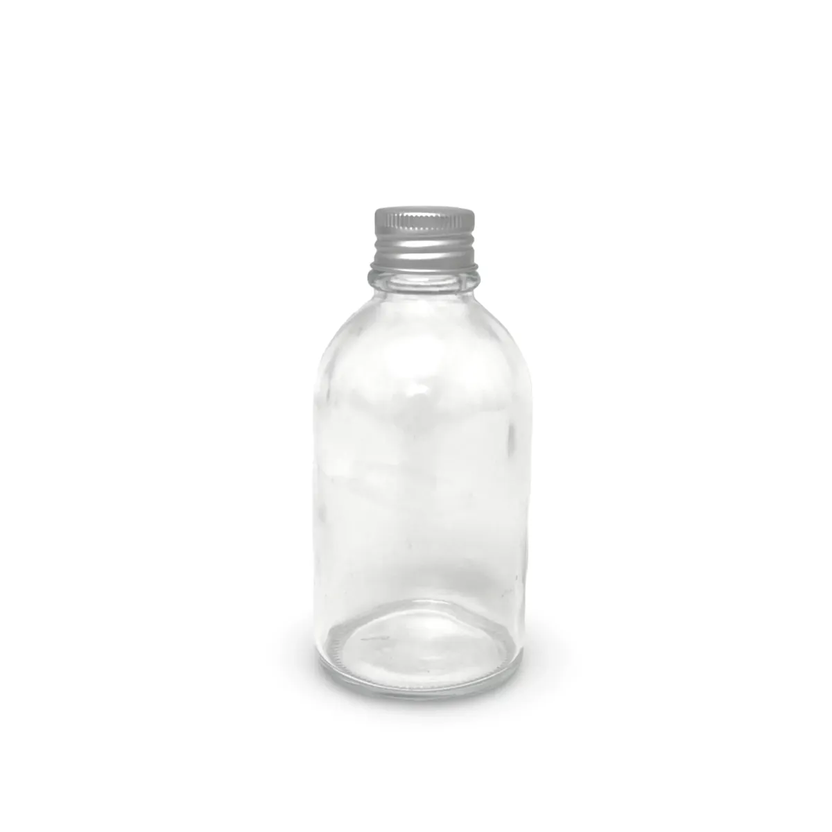 Clear Glass Bottle With Silver Cover