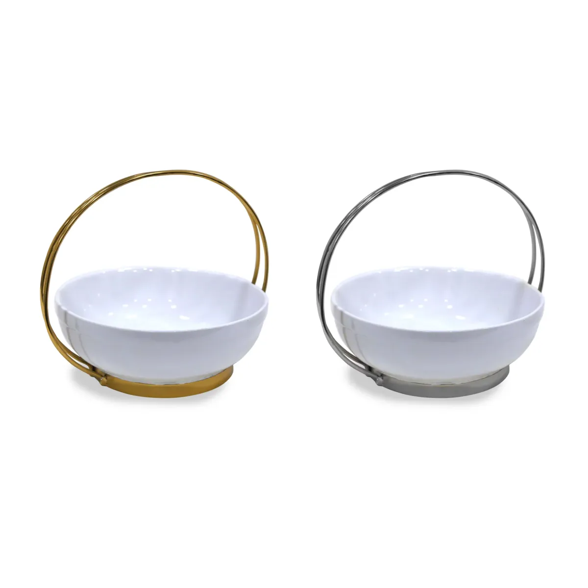 White & Metal Ceramic Basket