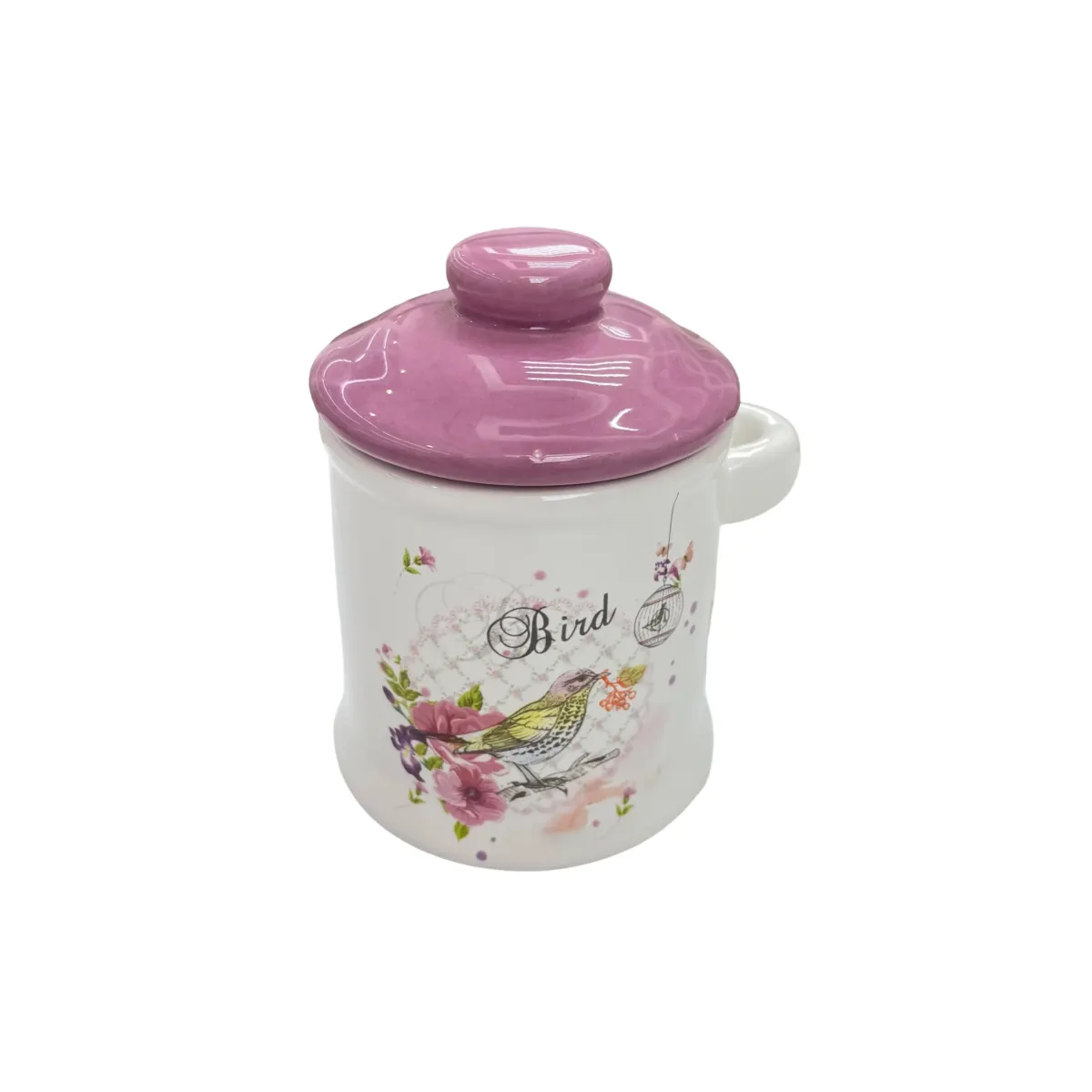 Pink Birds & Cage Theme Sugar Jar
