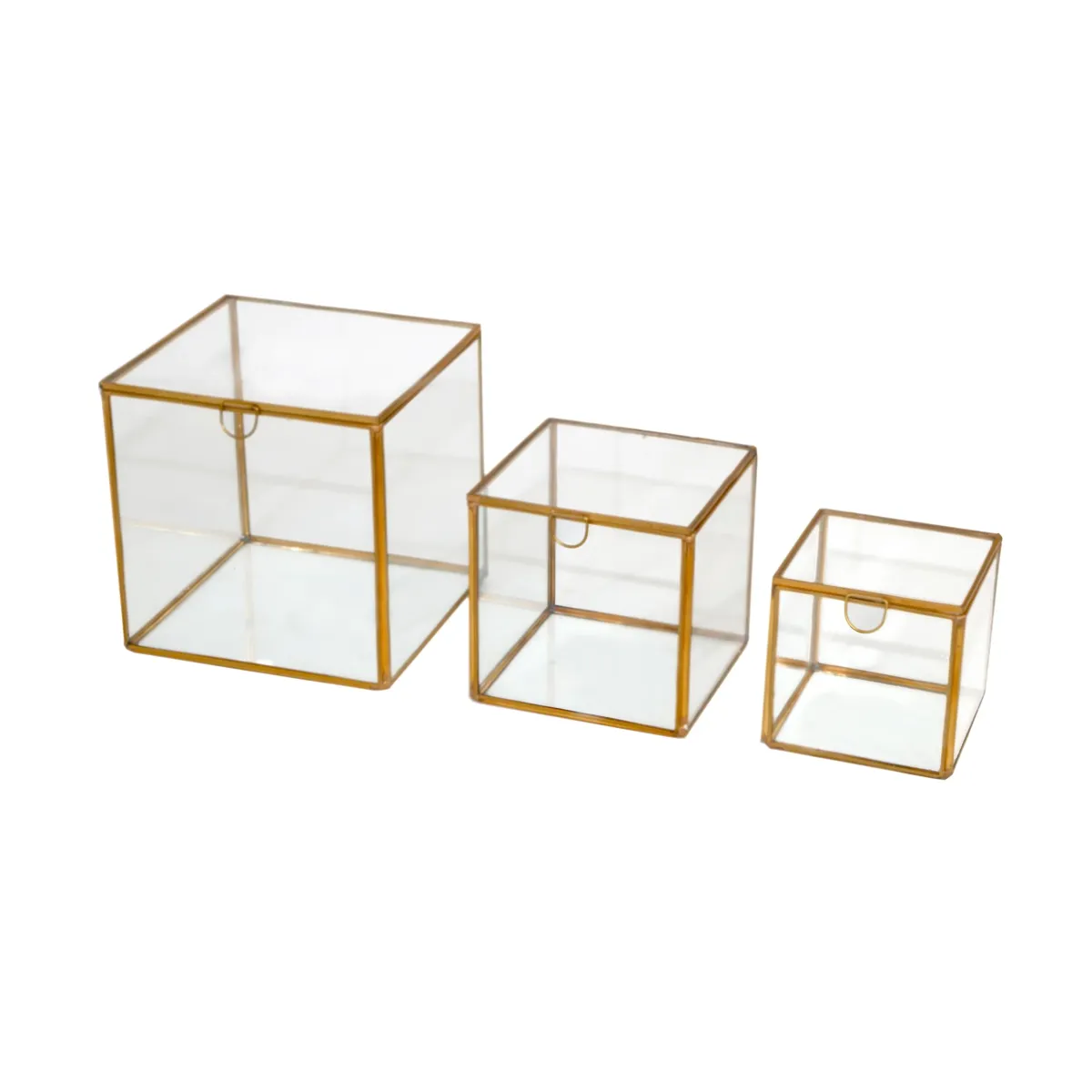 Cubic Metal Glass Decorative Storage Box