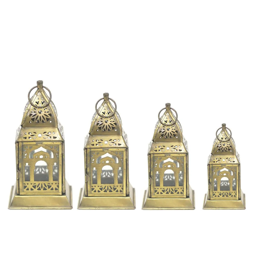 Golden Glow: Intricate Metal & Glass Lanterns for Ramadan Evenings