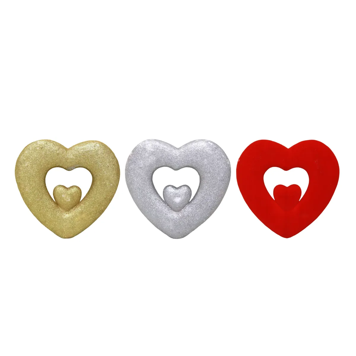 Glittered Heart in Heart Foam Decoration – Double the Love, Double the Sparkle!