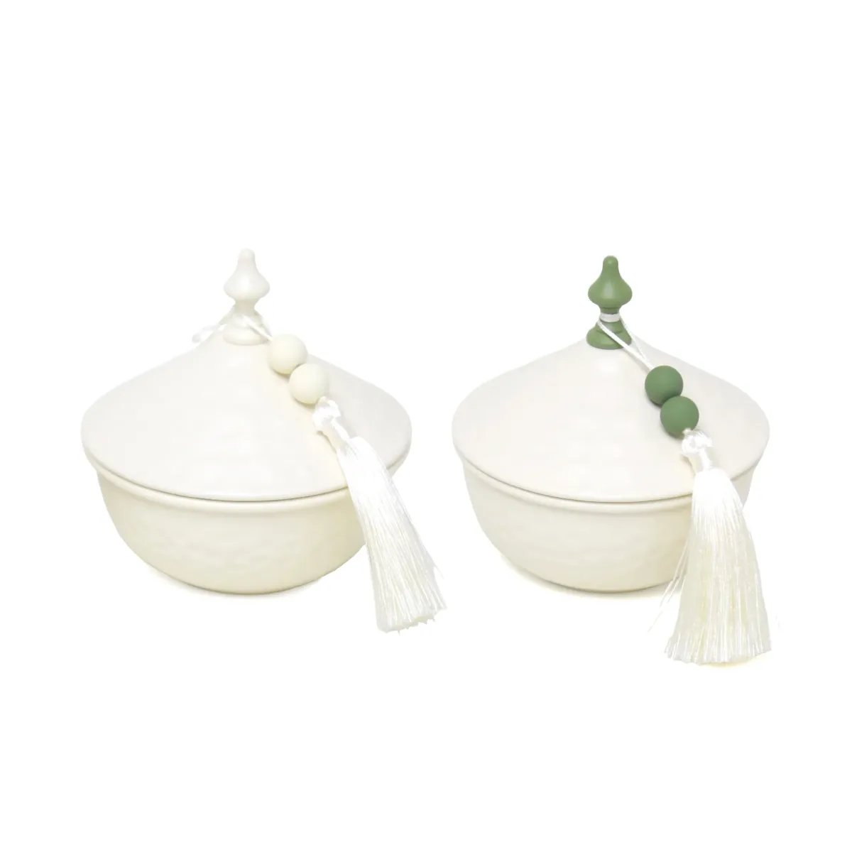 Tassel Ribbed Metal Canister Decorative Storage Box