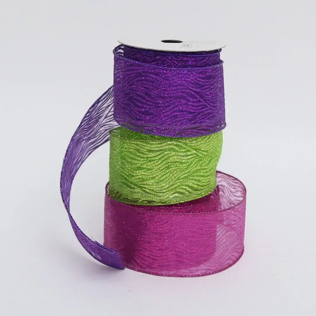 Glittered Waves Organza Ribbon