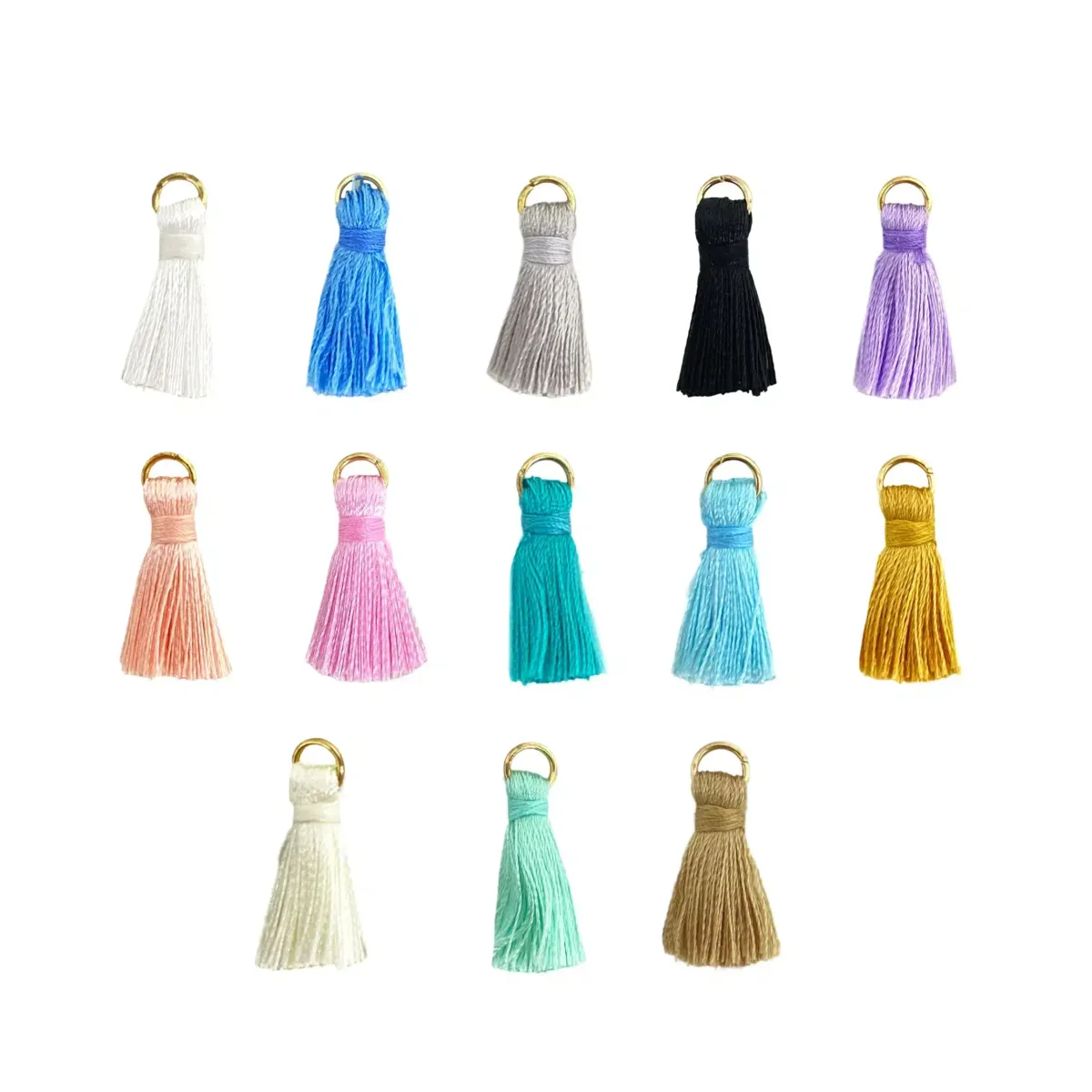Colored Tassels With Gold Rings