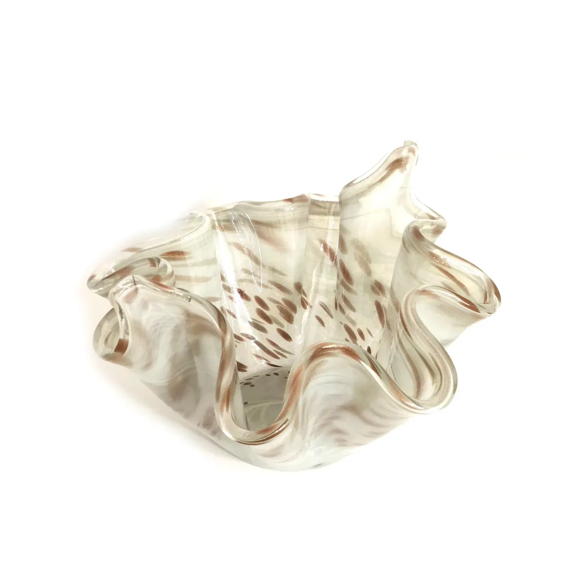White/Bronze Ruffled Bowl