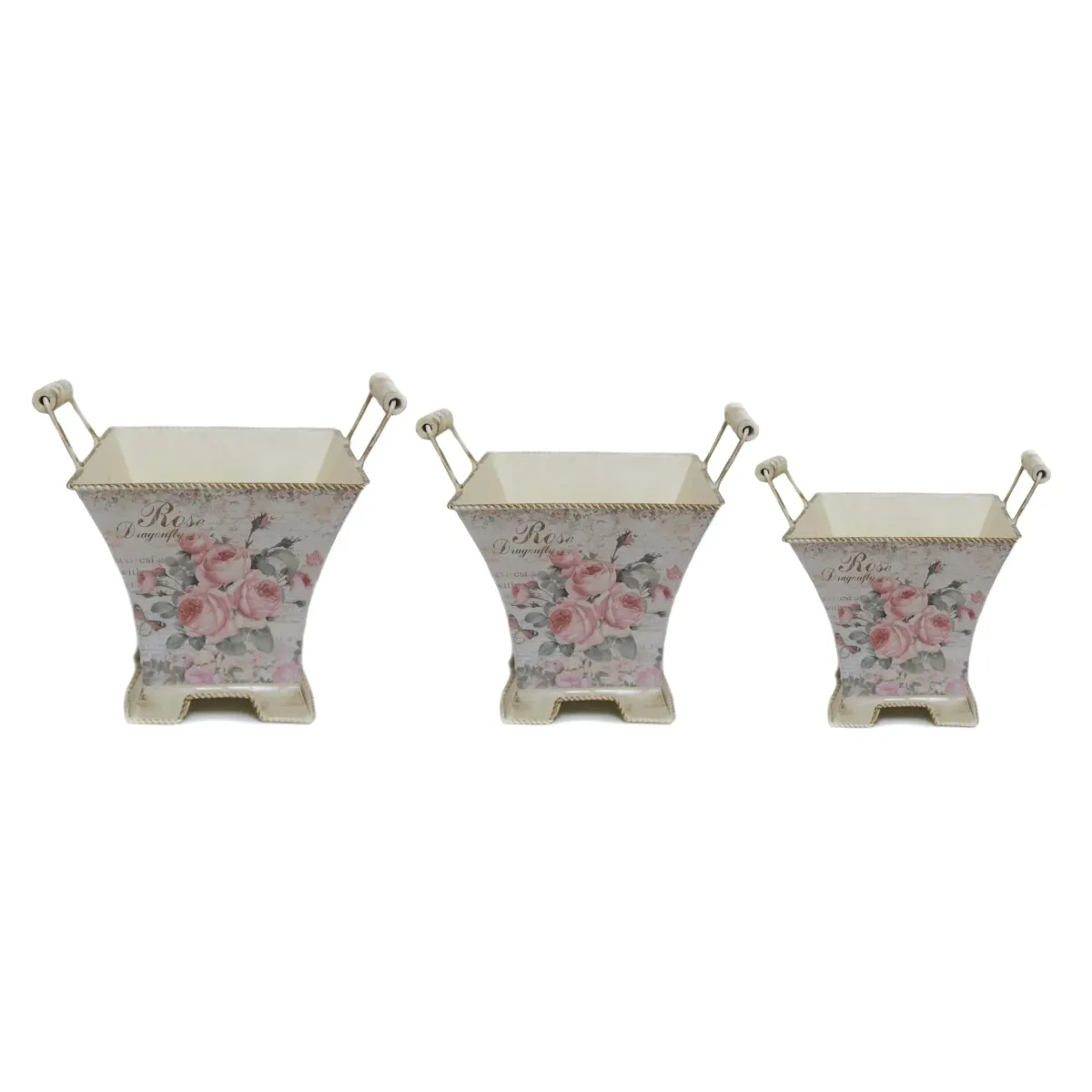 Square Ivory Rose Countryside Plant Pot