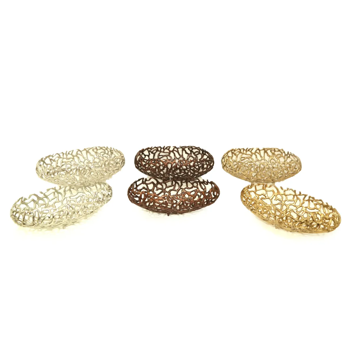 Coral Oval Aluminum Deep Bowl Serving Decor